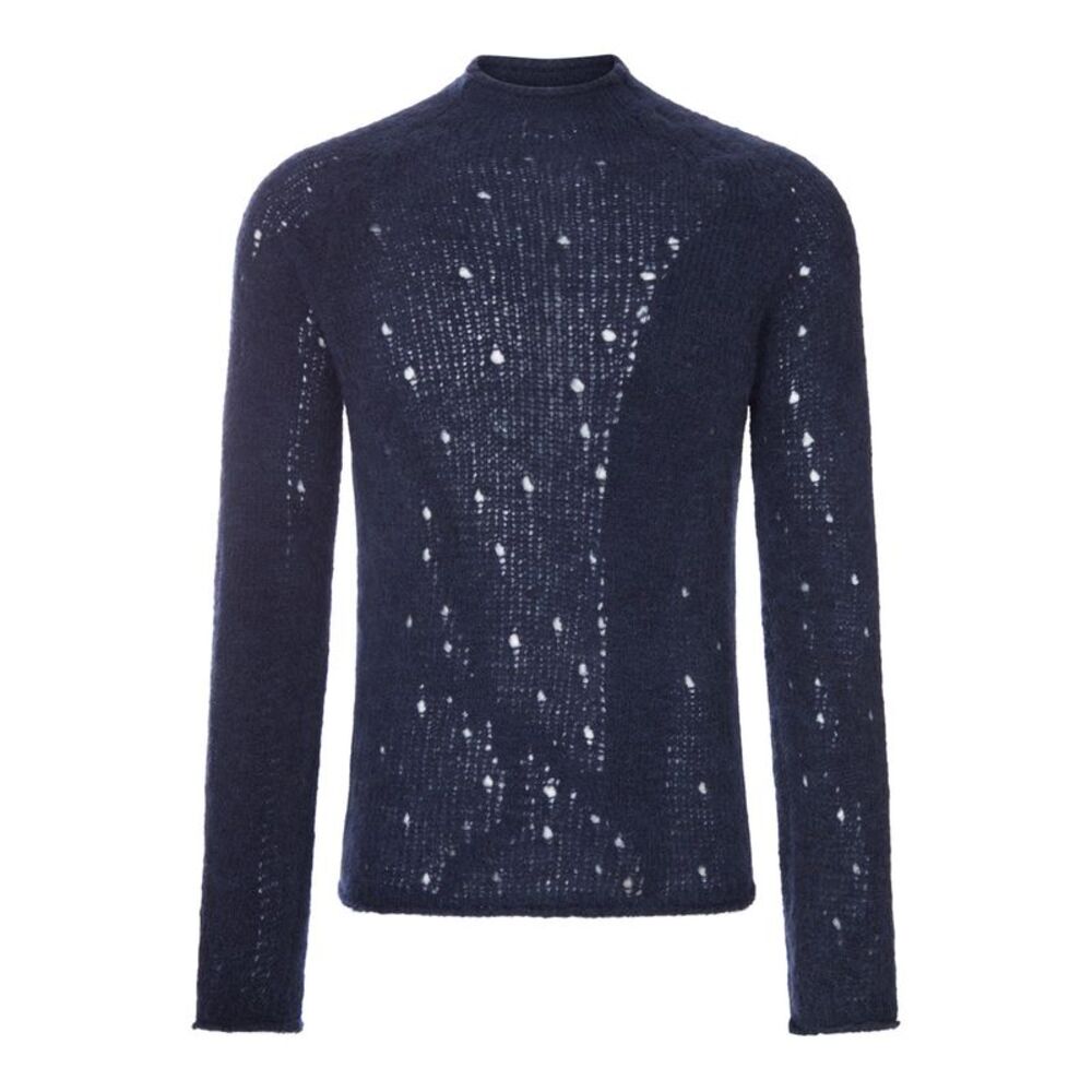 Our Legacy Men Blue Mélange Alpaca Sweater With An Irregular Texture